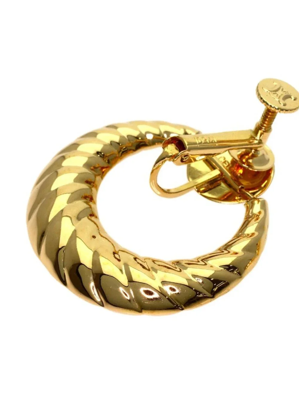 Celine Circle Macadam Earrings 18K Yellow Gold
